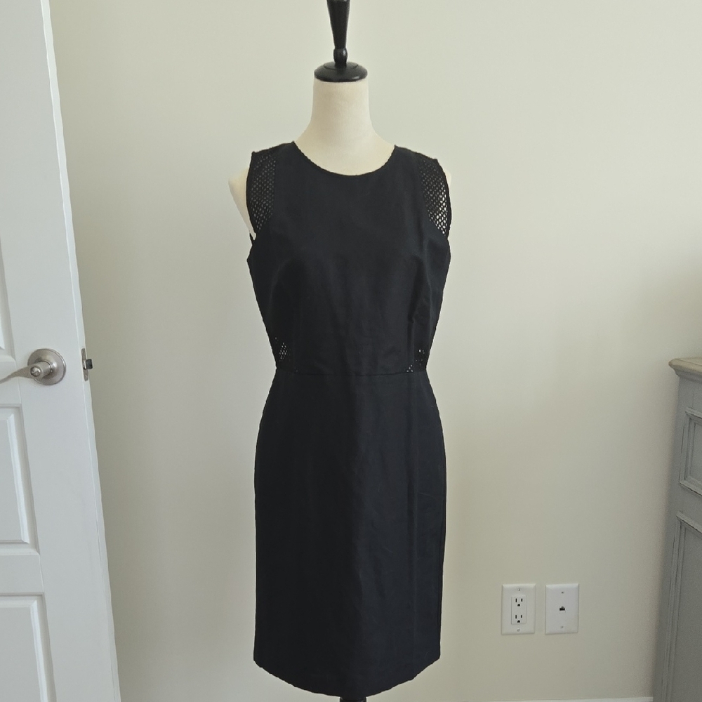 LOFT Black Sleeveless Sheath Midi Dress